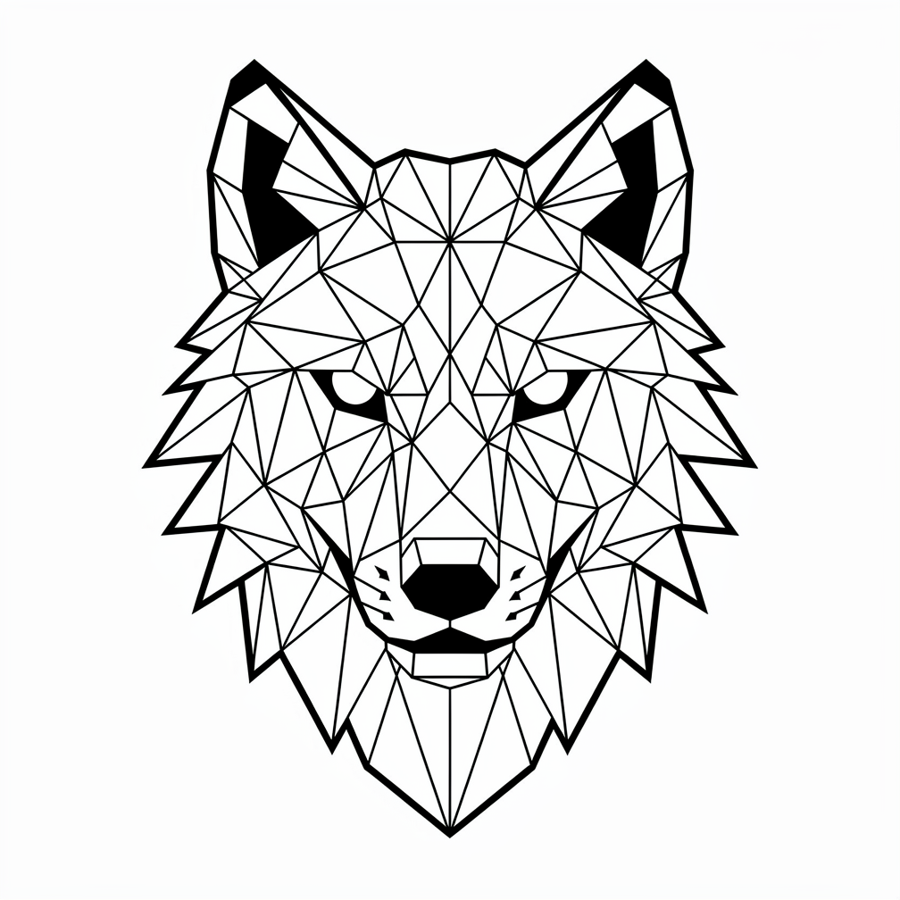 AI-generated geometric wolf flash design